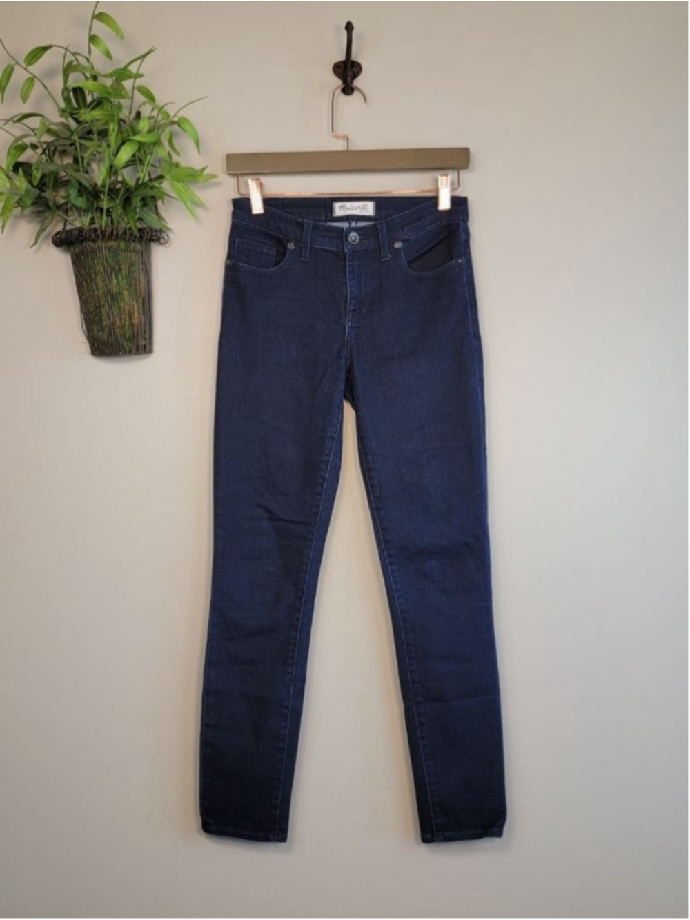 Madewell Skinny Mid Rise Dark Indigo Wash Stretch Denim Jegging 27 Jeans